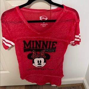 Disney Red Minnie Mouse Tee with Leopard Bow